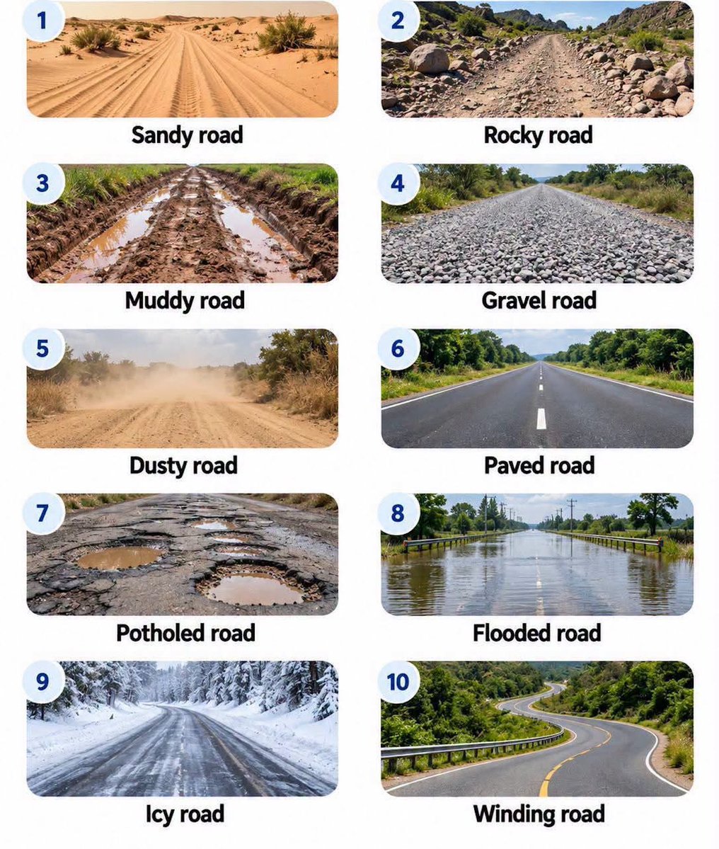RealEvilEnglish's tweet photo. Types of Roads https://t.co/th2sG3qh2W