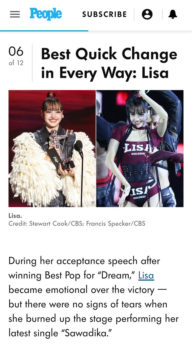 TidaLisaDoja's tweet photo. Peopleยกให้การเปลี่ยนชุดแบบรวดเร็วของลิซ่าที่ดีที่สุดในทุกด้าน
SAWADIKA LISA ON VMAS 
#LISAisBACK_VMAs https://t.co/pwr1Vbs22e