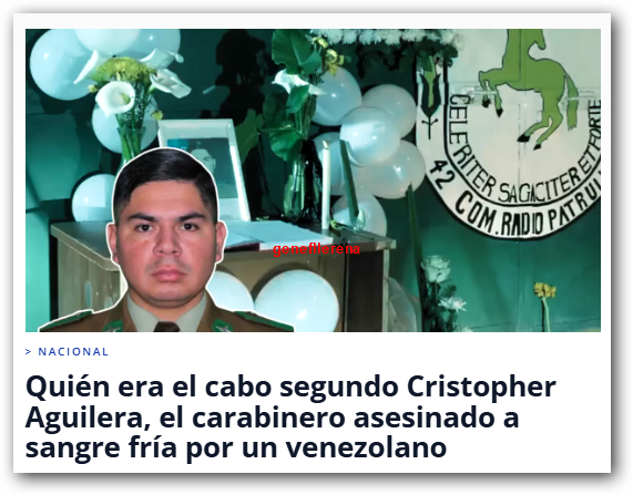 gene_llerena's tweet photo. Zandra PARISI, q no se olvide nunca el rostro del cabo 2° Aguilera Fernandez, asesinado por un VENEKO criminal con +20 disparos percutados en su contra en un control vehicular, te lo vamos a recordar para siempre.