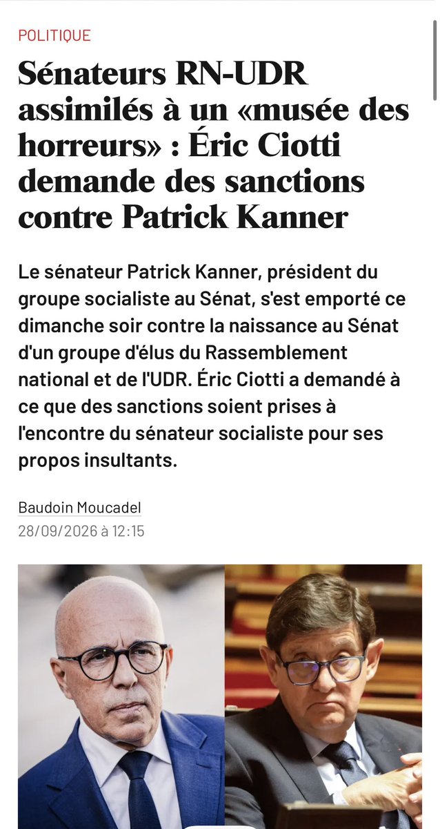 ClaireGeronimii's tweet photo. Qualifier de « musée des horreurs » des sénateurs RN et UDR démocratiquement élus par les grands électeurs en dit long sur le respect de la gauche pour le suffrage lorsqu’il ne va pas dans son sens.

Le mépris n’effacera pas le choix des urnes.

Plein soutien à nos sénateurs 🇫🇷 https://t.co/zGDbd19o1f