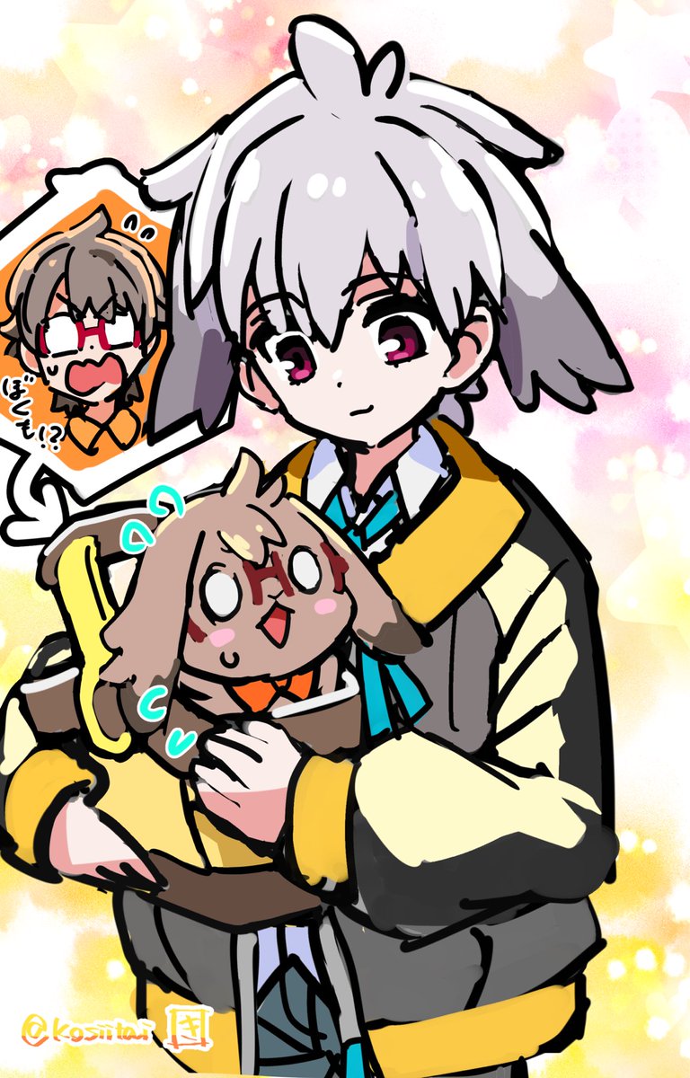 kosiitai's tweet photo. 再掲🐶🐱🐰（入れ替わり回の予告で描いたので悟くんのデザインが違う）  #わんぷり  #precure https://t.co/5EVAXIcgjF