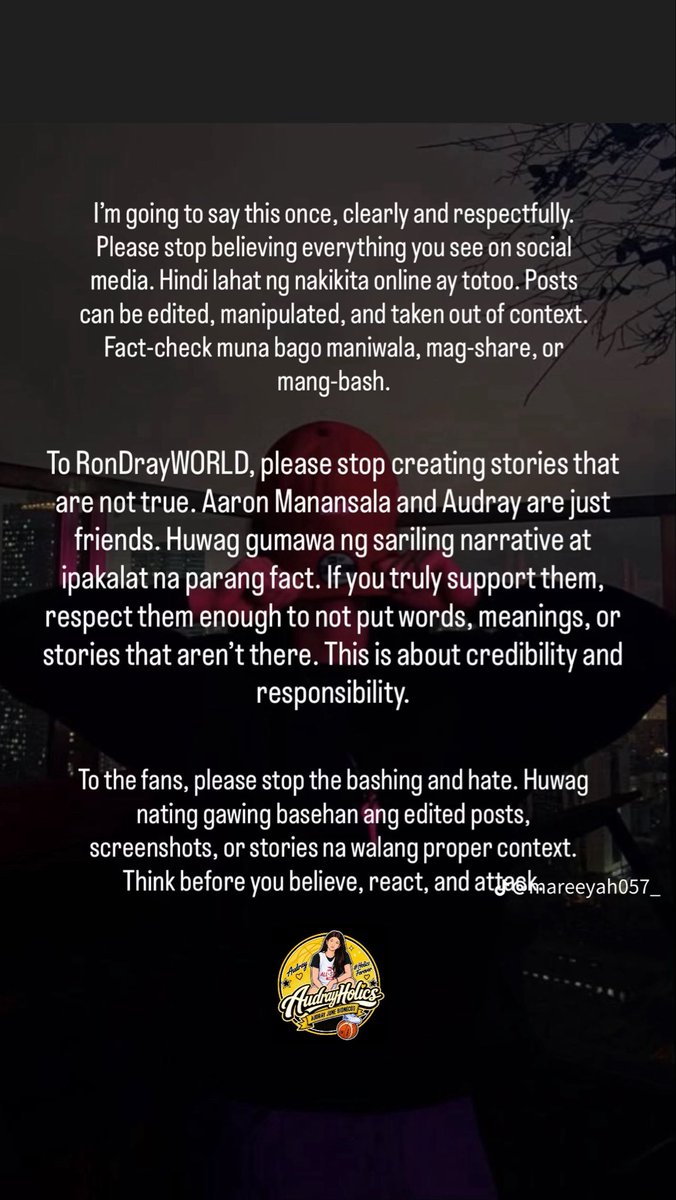 Chogdray21's tweet photo. For CLARIFICATIONs ! Hope you guis will STOP shaming AUDRAY JUNE ! Keep nyo nlng yung mga narratives nyo ! https://t.co/9QXIwJNWDA