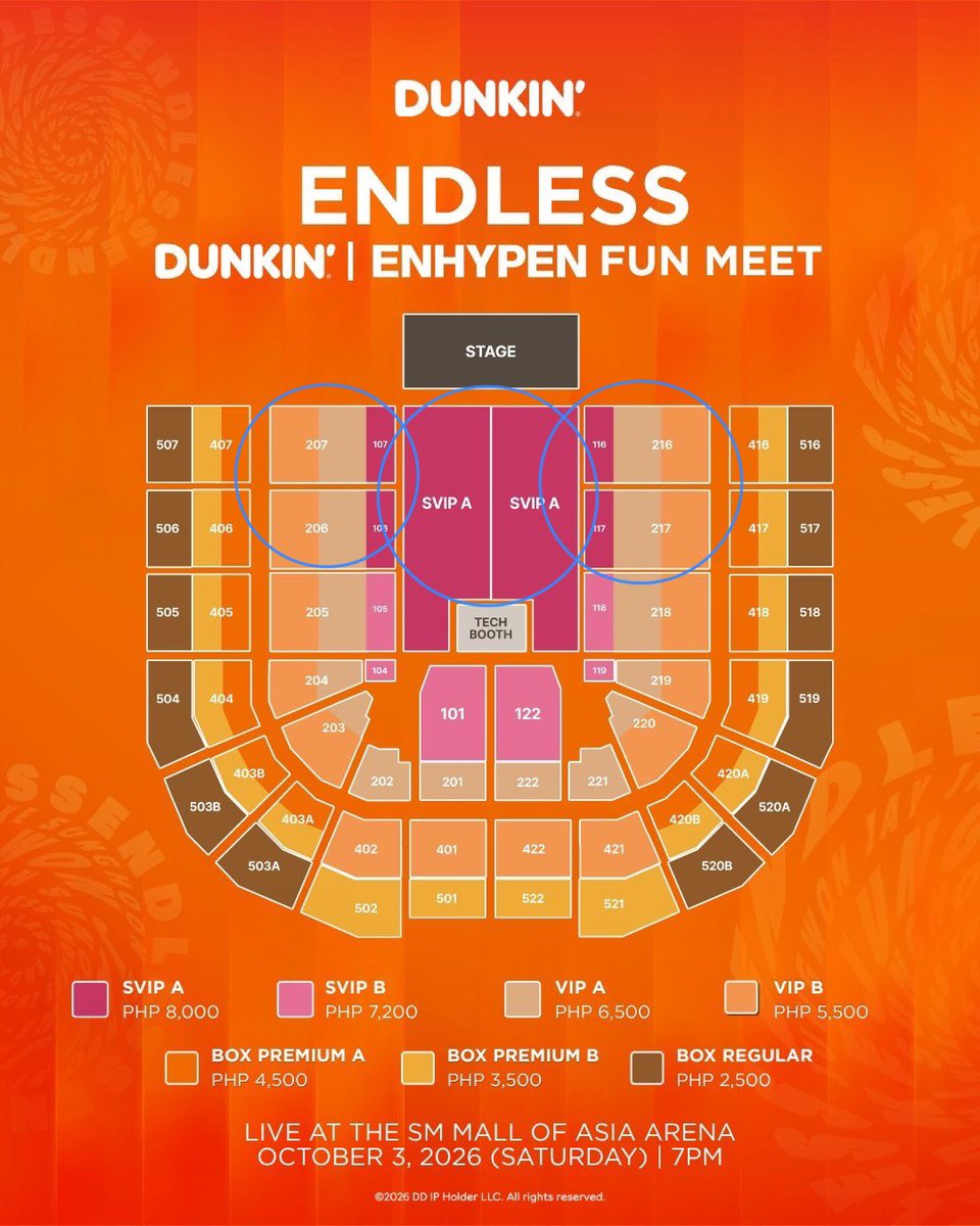 i420th's tweet photo. WTB LFS Enhypen Dunkin Endless Funmeet 

SVIP A / VIP A / VIP B [any of the encircled sections on the pic below]

— srp or minimal fee accepted (but not overpriced pls!)
— meet up only, manila area
— no to scammers 

pls pls pls imma cry na https://t.co/W2irBp5xoN