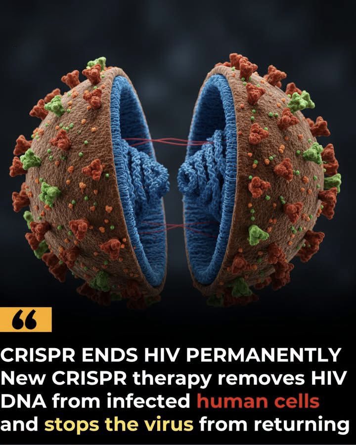 NextScience's tweet photo. 🧬 What If Scientists Could Delete HIV?

Scientists are exploring a remarkable possibility: using CRISPR gene editing to cut HIV’s hidden DNA out of infected cells.
Unlike antiretroviral medicines, which keep HIV suppressed, CRISPR aims at the viral DNA itself—the genetic material that allows HIV to hide inside cells.

In laboratory studies, researchers have successfully targeted HIV DNA and reduced its ability to produce new virus. But there’s a major challenge: reaching every hidden HIV-infected cell safely.

So, has HIV been cured? Not yet.
Human trials and further research are still needed. But if scientists can solve these challenges, gene editing could one day transform the treatment of HIV—and perhaps other persistent viral infections. 

Source: Hu, W., et al. RNA-directed gene editing specifically eradicates latent and prevents new HIV-1 infection.Proceedings of the National Academy of Sciences, 111(31), 11461–11466.