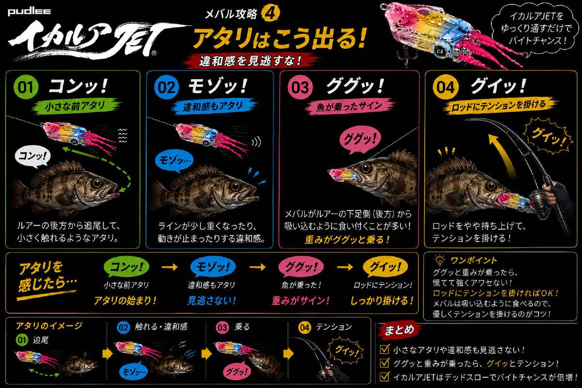 AriBoW_ss's tweet photo. 何かと難しそうなイメージを持たれることの多いイカルアJETですが…釣り方や釣れ方は未だ未開拓部分が多いと思ってます🤔
ですので皆さん……オレらで新しい釣れ方見つけちゃわない?😎✨
ってなことで、また再びみんなで盛り上げていきましょーー♪
これ拡散してねー🤩
#PUDLEE
#イカルアJET
#PR https://t.co/2YIfmtFdxq
