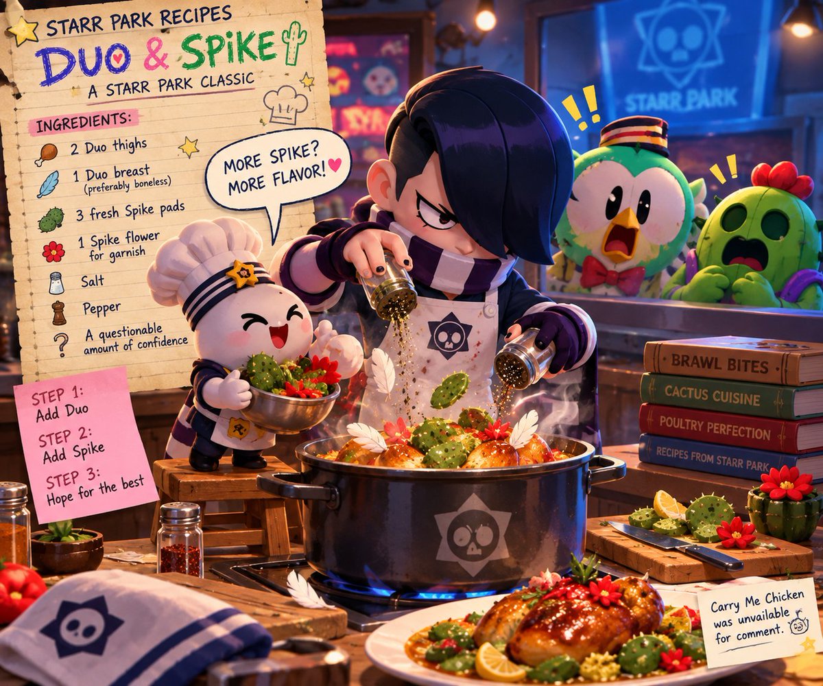 LVYLittleSpoon's tweet photo. @BrawlStars You said Duo &amp; Spike. You did not specify what to do with them. 

#HopeYoureHungry #BrawlStars #Duolingo

#JusticeForCarryMeChicken https://t.co/jbCJqcMu51