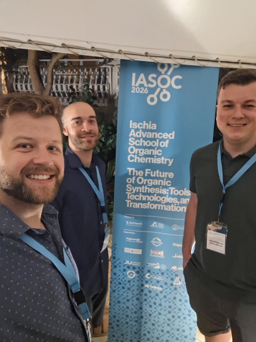 BonifaziGroup's tweet photo. Recently, our researchers @DanielChrenko, Mattia Rinaldi, and Ramo Mehmedovic took part in the IASOC 2026 Conference, focused on “The Future of Organic Synthesis.”

It was a great opportunity to share our research, exchange ideas, and connect with other researchers.🧪🔬 https://t.co/40yAEmUIEo