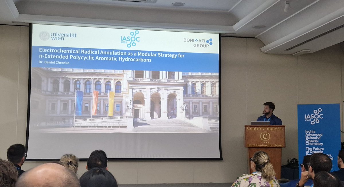 BonifaziGroup's tweet photo. Recently, our researchers @DanielChrenko, Mattia Rinaldi, and Ramo Mehmedovic took part in the IASOC 2026 Conference, focused on “The Future of Organic Synthesis.”

It was a great opportunity to share our research, exchange ideas, and connect with other researchers.🧪🔬 https://t.co/40yAEmUIEo