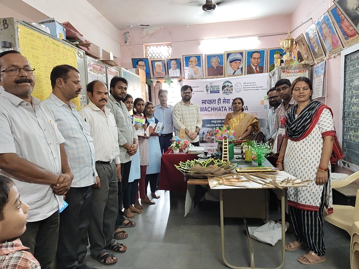 OfficerC1869's tweet photo. Swachhata Hi Seva 2026, Day 09
IGMRI Hyderabad organized a “Waste to Art” Competition at a nearby Government School. The initiative encouraged students to creatively transform waste materials into meaningful artworks.
@fooddeptgoi @igmrihapur https://t.co/3J5nwEPbXO