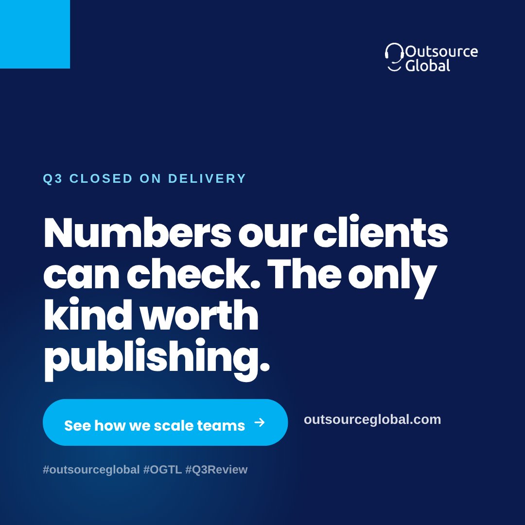 OutSourceGbl's tweet photo. Q3, in numbers:
📈 400+ new seats across Abuja, Gombe &amp; Kaduna
🎯 100+ seats ramped for one debt-recovery client
🇬🇧 New UK partnership with a 200+ seat pipeline
Numbers our clients can check. The only kind worth publishing.
https://t.co/XR9AhBQw7G
#OGTL #Q3Review https://t.co/LPMhVpgExL