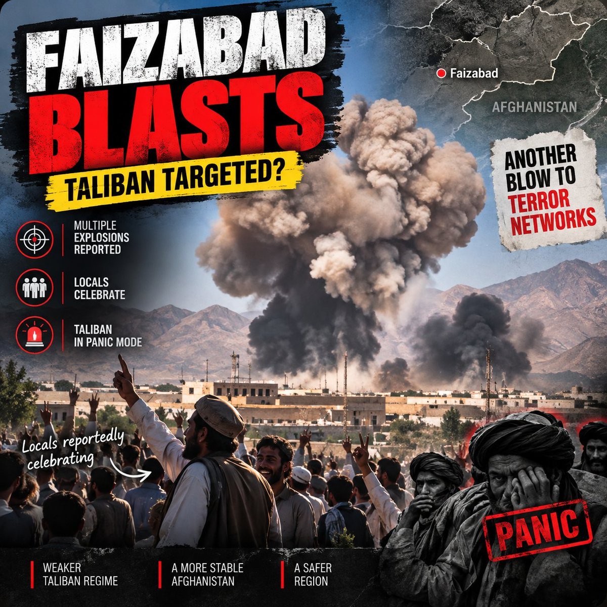 INY78600's tweet photo. An IED hit a #Taliban Hilux convoy in #Faizabad, #Badakhshan, targeting a senior leader. Following NRF commander Hasib Panjshiri’s death, resistance forces penetrated the provincial capital. #Afghanistan https://t.co/pd9WgcW9bW