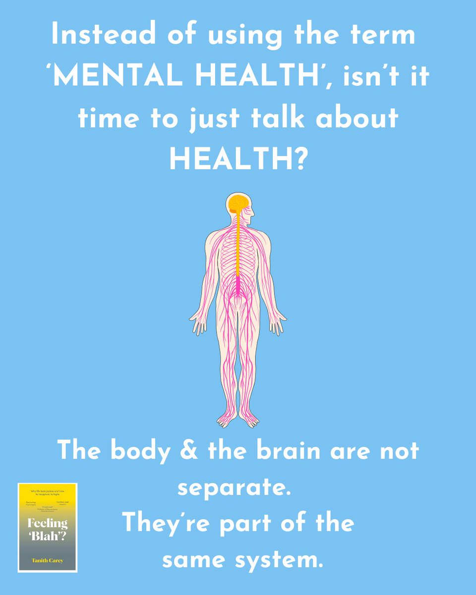 TanithCarey's tweet photo. The body is not just a stick for carrying the brain around on. 

When we talk about mental health, we need to talk about the brain
As part of the nervous system throughout the WHOLE body. 
Otherwise it's just words.

#mentalhealth #Gestaltherapy #Mondayfeeling #healthyhabits https://t.co/7qLiiYsJzA