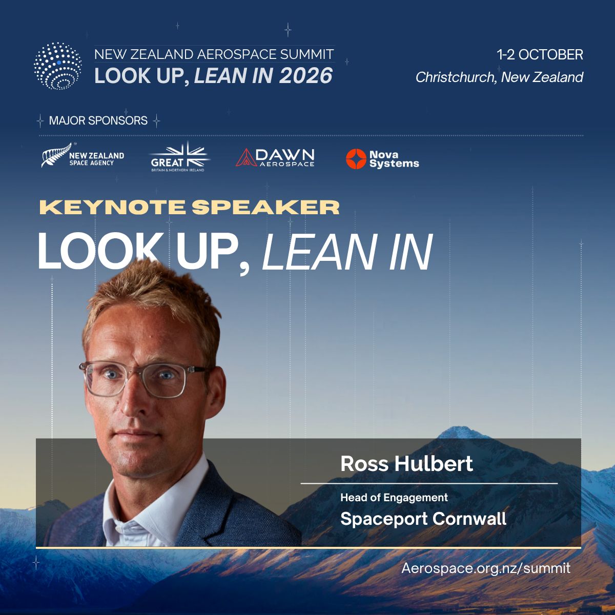 SpaceCornwall's tweet photo. Ross Hulbert is at the New Zealand Aerospace Summit this week, delivering a keynote on how Spaceport Cornwall connects regional capability to the global space economy.

2nd October, 11:00 NZST 🔗 https://t.co/eI9VeUOQa4

@aerospace_nz https://t.co/oGwjs1xpFv