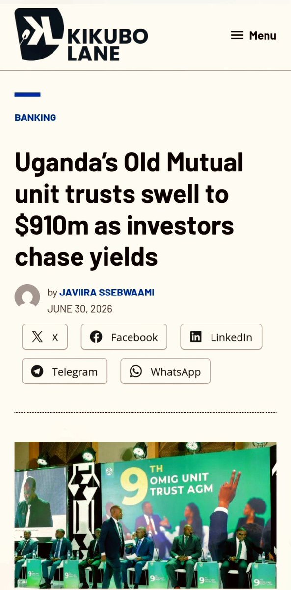 ArielEnergy_'s tweet photo. ⚖️21 Days Before(See Quoted Tweet Of 'Uganda🇺🇬- Financial Markets📊🔥🦅)

💎🗝️:'Bond Market Penetration👉In A Moment, Retail Participation Taking On A Sharp Upward⏫Trend

@aisummaries 'On June 30th 2026, Old Mutual Investment Announced A 40% Surge In Unit Trusts..

#IAM🔥✍️ https://t.co/1DogHomyBG
