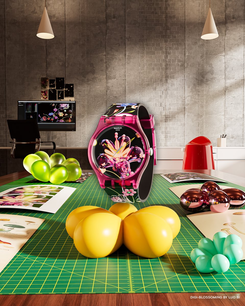 Swatch's tweet photo. Step into Luo Bi's world with DIGI-BLOSSOMING where nature meets cyber aesthetics and flowers take over.

#SwatchArtPeaceHotel #SwatchLovesArt https://t.co/7vFZz0cd8G https://t.co/sRxOcCztHT