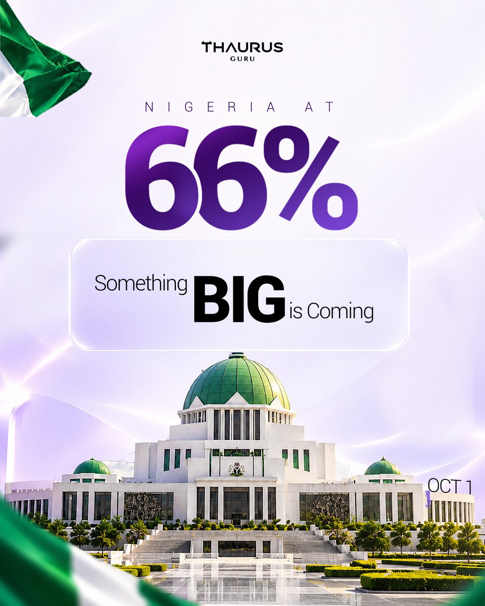 ThaurusGuru's tweet photo. Nigeria is at 66. Something BIG is coming.

October 1st won’t just be another date on the calendar. 

Keep your eyes on Thaurus Guru.

We’re bringing something special for Nigerian traders. 🇳🇬📈

Can you guess what it is? https://t.co/lhEluHh5dm
