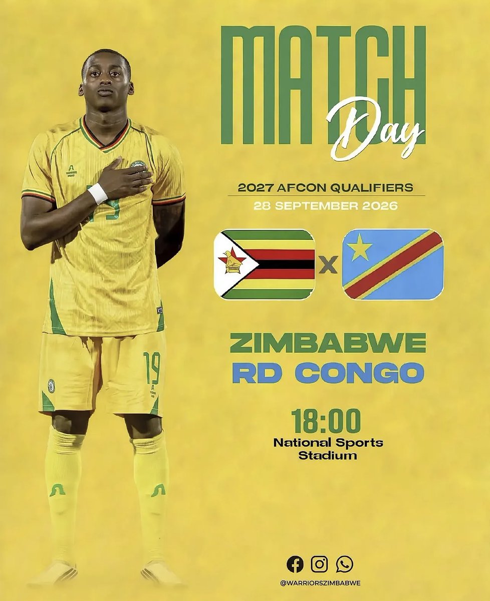 MoeChanda's tweet photo. Go Warriors Go ✊🏽

#Bayawabaya #ZimvsDRC  🇿🇼🇨🇩#AfconQualifiers #Warriors 
@online_zifa  @CAF_Online  @CAF_Media https://t.co/ZZjldyrQjl