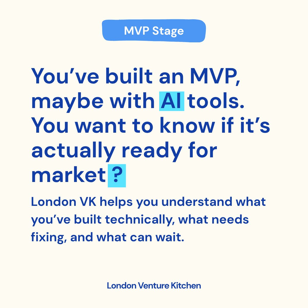 London_VK's tweet photo. Built an #MVP? Getting ready to raise? #Scaling up?
London VK helps founders make the right product, #technology and team decisions for their stage.
From MVP to Seed, we help you figure out what to fix, what to build, and what  next.
Book an intro call —> https://t.co/C1tVqC3NEw https://t.co/wRg3RwJ5Y0