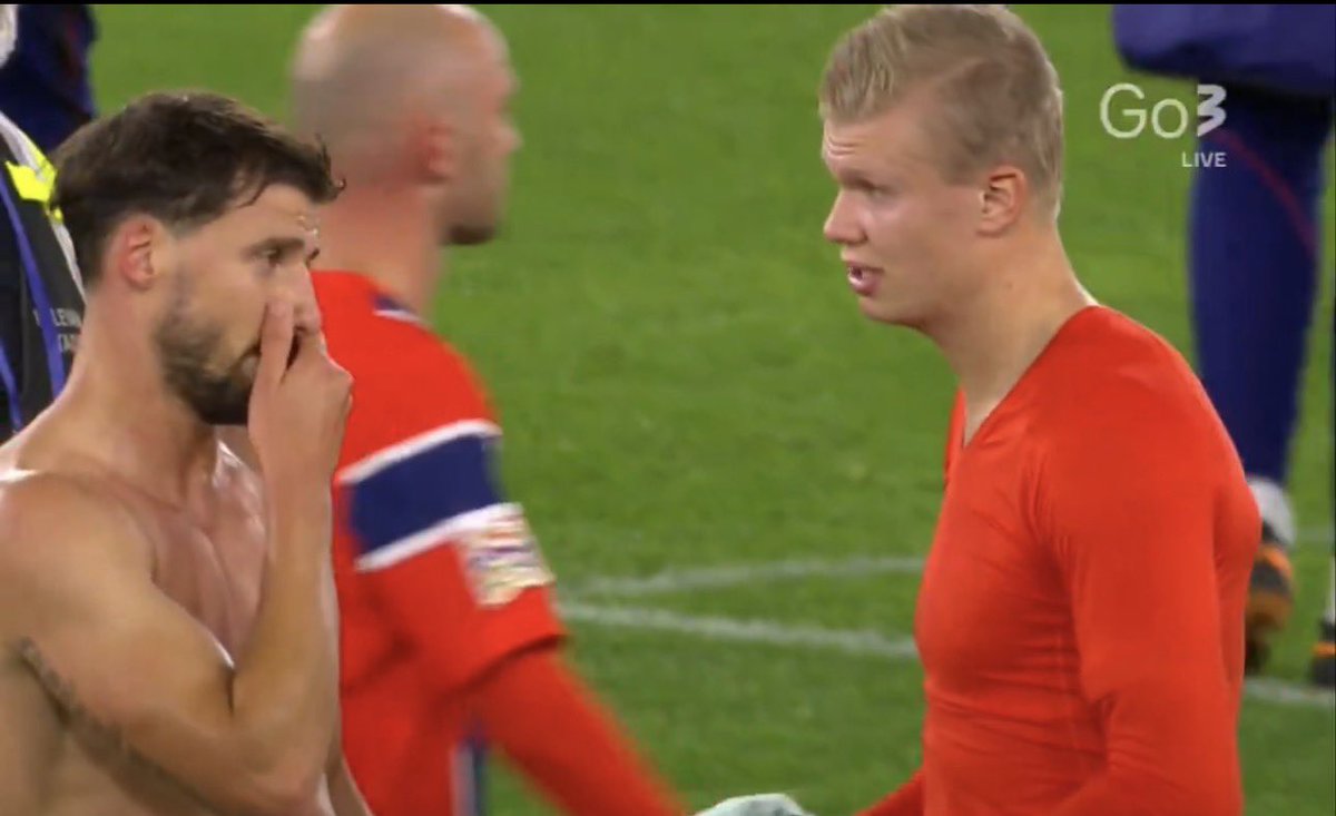 90MinutesHQ's tweet photo. 🚨🎙️ Erling Haaland on the conversation he had with Reuben Diaz after the match yesterday:

🗣️ “Rumours going on that we spoke about what is going on in the club? — It’s normal for people to assume and make a case interesting but we have phones to chat about those kind of things, not in public where people can read our lips.”
