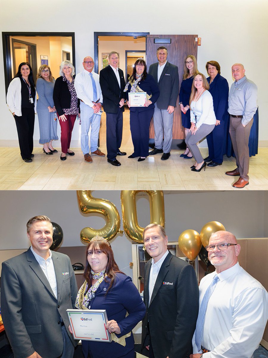EdFedCU's tweet photo. 🎉 Congratulations to Maritza C., Credit Solutions Specialist, on 50 years with EdFed! She started at just 17, &amp; “people helping people” has remained at the heart of her career. A proud mom, grandmother, &amp; great-grandmother, Maritza loves dancing, basketball, &amp; her EdFed family. https://t.co/ciJo0gKTH4