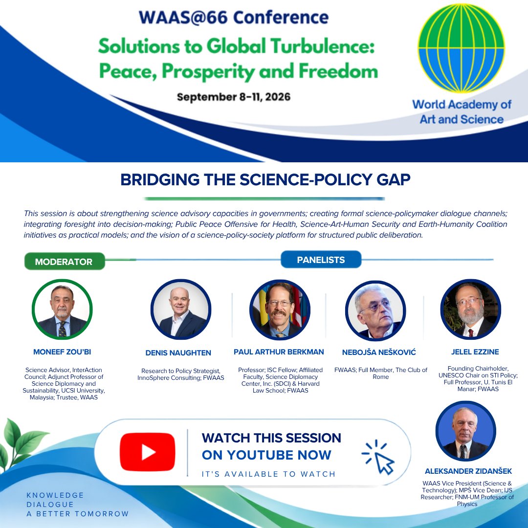 _WAAS_'s tweet photo. 🌐 Bridging the Science-Policy Gap at #WAAS66 explores stronger science advisory systems, foresight, and evidence-informed decision-making.
🎥 Watch the edited session: https://t.co/8Ah5WvDWzw
#SciencePolicy #Foresight #GlobalChallenges https://t.co/0hgb3HTfEx