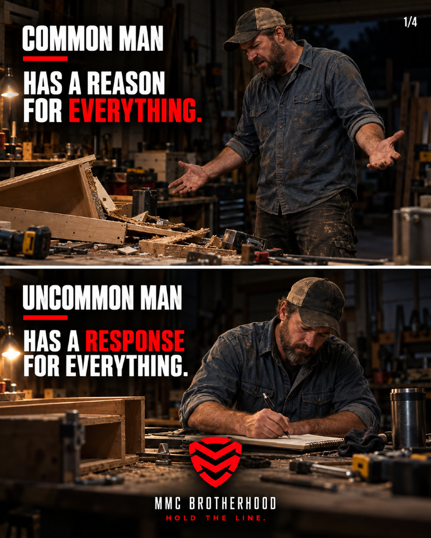MMC_Brotherhood's tweet photo. An excuse can explain what happened without changing what happens next.

Ownership is different.

Ownership asks, “What part of this is mine, and what can I do now?”

That question is where the comeback starts.

#UncommonMan #MMCBrotherhood #HoldTheLine #NoExcuses #Ownership #Comeback #PersonalResponsibility