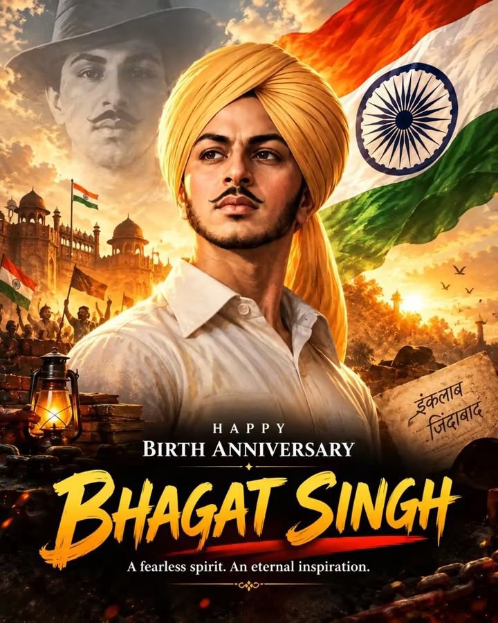 Realankitdave's tweet photo. Remembering Shaheed Bhagat Singh 🇮🇳
On his birth anniversary, we pay tribute to one of India’s bravest revolutionaries whose courage, sacrifice and love for the nation continue to inspire generations.
“Inquilab Zindabad!” ✊🇮🇳 https://t.co/UkXFmapdlN
