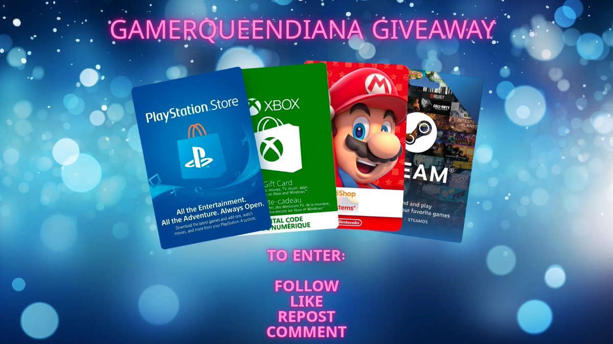 GamerQueenDiana's tweet photo. 🎮 €5 Gift Card Giveaway! 🎁

⏰ Ends Friday, October 2
🌍 2 Winners — €5 each
🎁 Choose between Steam, PlayStation, Xbox or Nintendo
💱 International winners get the equivalent value in their local currency!

📌 Rules & entry details are in the image!

⚠️ Bots and accounts that exclusively participate in giveaways will be rerolled.