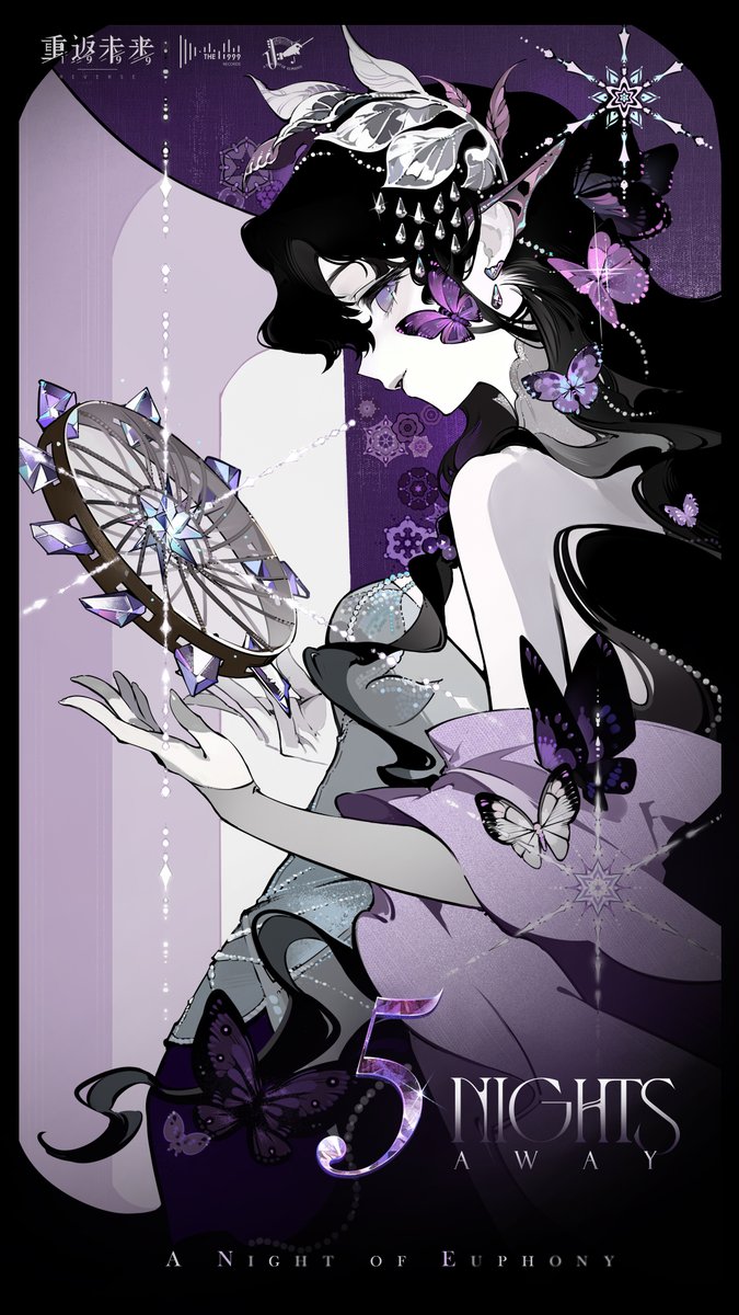 yatagarasu_meru's tweet photo. Butterfly wings brush past the trembling tambourine,
nestled close beside the musician.

"5" nights remain until "A Night of Euphony." https://t.co/reylnnqMVK