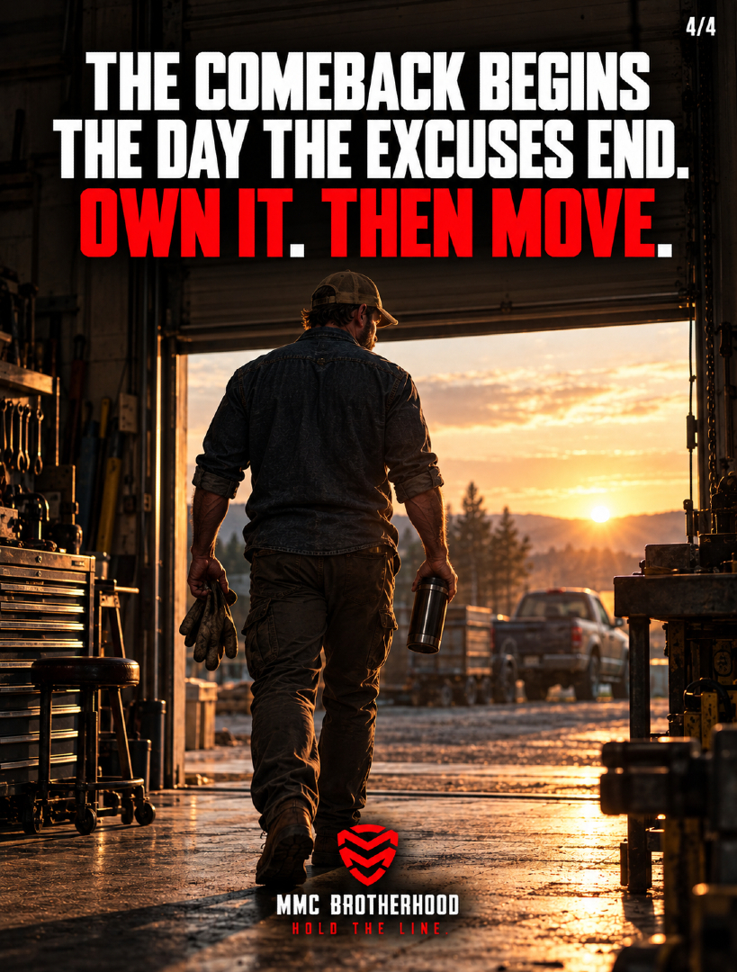 MMC_Brotherhood's tweet photo. An excuse can explain what happened without changing what happens next.

Ownership is different.

Ownership asks, “What part of this is mine, and what can I do now?”

That question is where the comeback starts.

#UncommonMan #MMCBrotherhood #HoldTheLine #NoExcuses #Ownership #Comeback #PersonalResponsibility