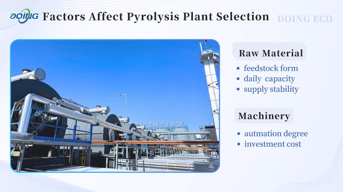 juliege_emma's tweet photo. Selecting a #pyrolysis machine requires matching technology to feedstock form, supply stability, and project scale—not capacity alone.
Choose the configuration that fits your actual raw material and expansion plan.

📞Whatsapp: +8613526692320
🔗Web: https://t.co/m1HvEEl4NS https://t.co/KEfRSpaET0