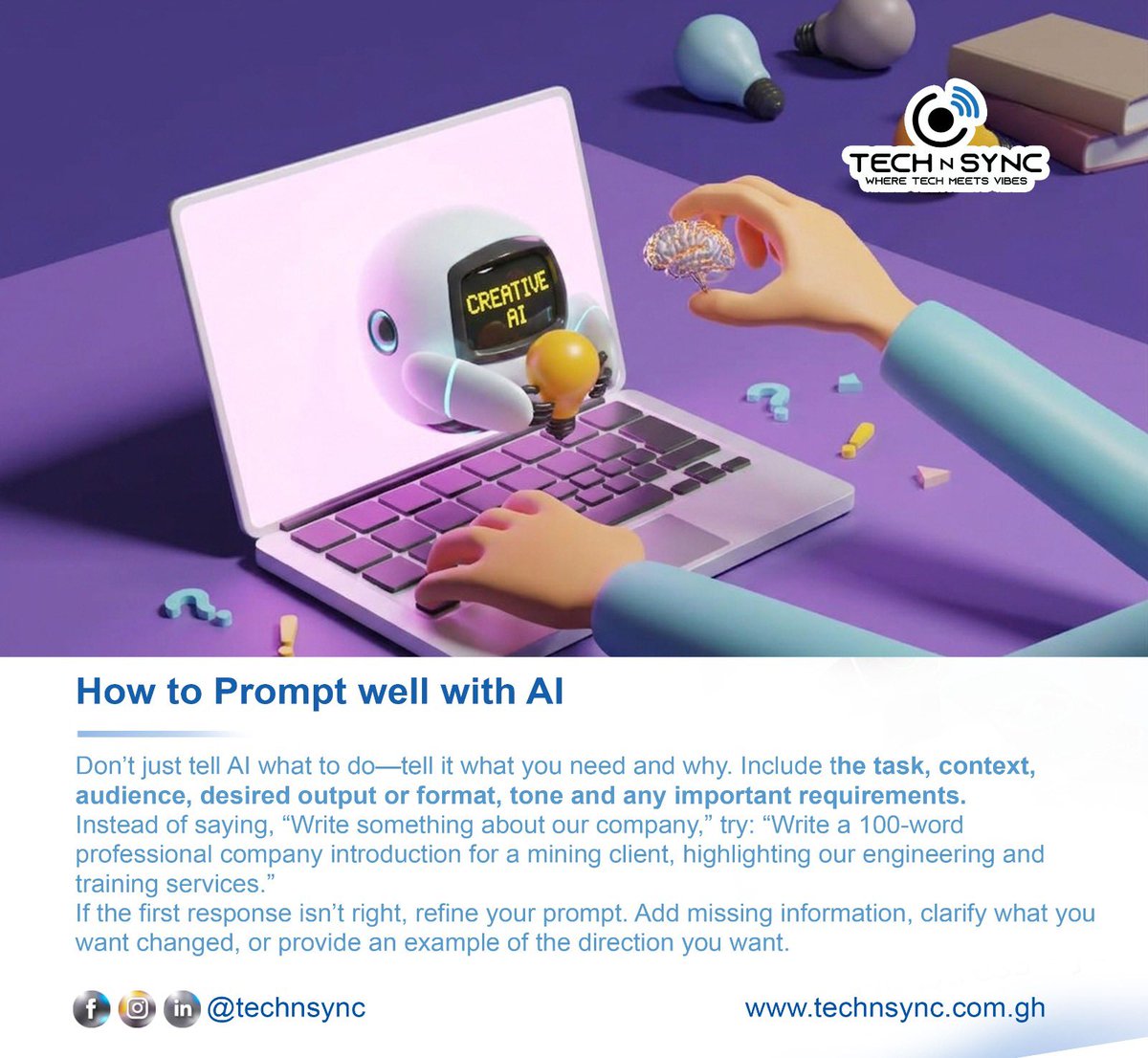 technsync's tweet photo. 🚀 Promote smarter, not harder! 🤖✨

AI is changing the way businesses create content, reach customers, and grow online. From eye-catching visuals to engaging captions and targeted marketing, AI can help you promote your brand faster and more effectively. 📲🔥 https://t.co/0UKt2wcoZ8