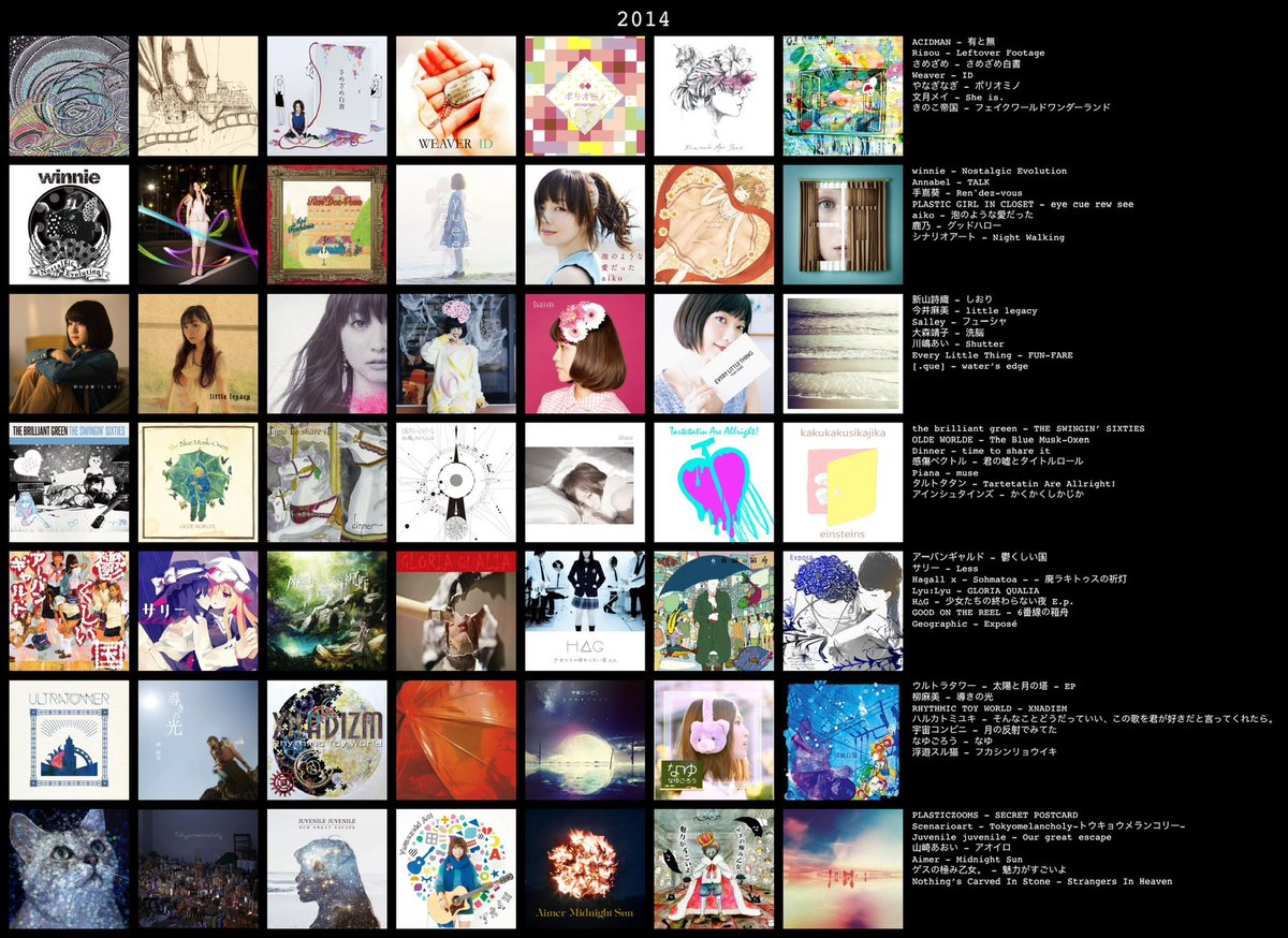 aikogreenn's tweet photo. 好きなアルバム（2014-2017）#相対性理論 #VOCALOID #DOUJIN #aiko https://t.co/NU9mXDXR1t