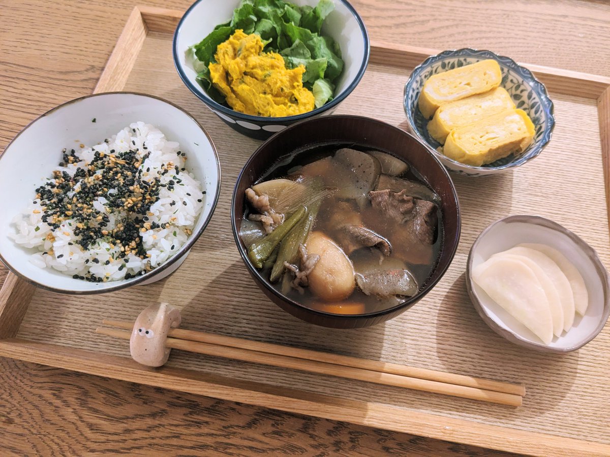 knit___kitchen's tweet photo. あかりちゃんのレシピで芋煮作ったら、とっても美味しかったです◎ https://t.co/HV0iMxlUAY