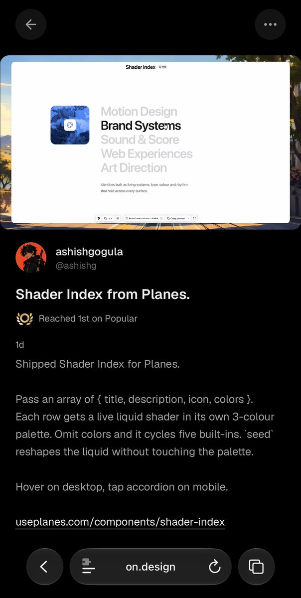Ashishgogula's tweet photo. Shader Index just hit 1st on Popular https://t.co/8p05k2Nizp

@CharlesPattson https://t.co/0dqyKXMlHS