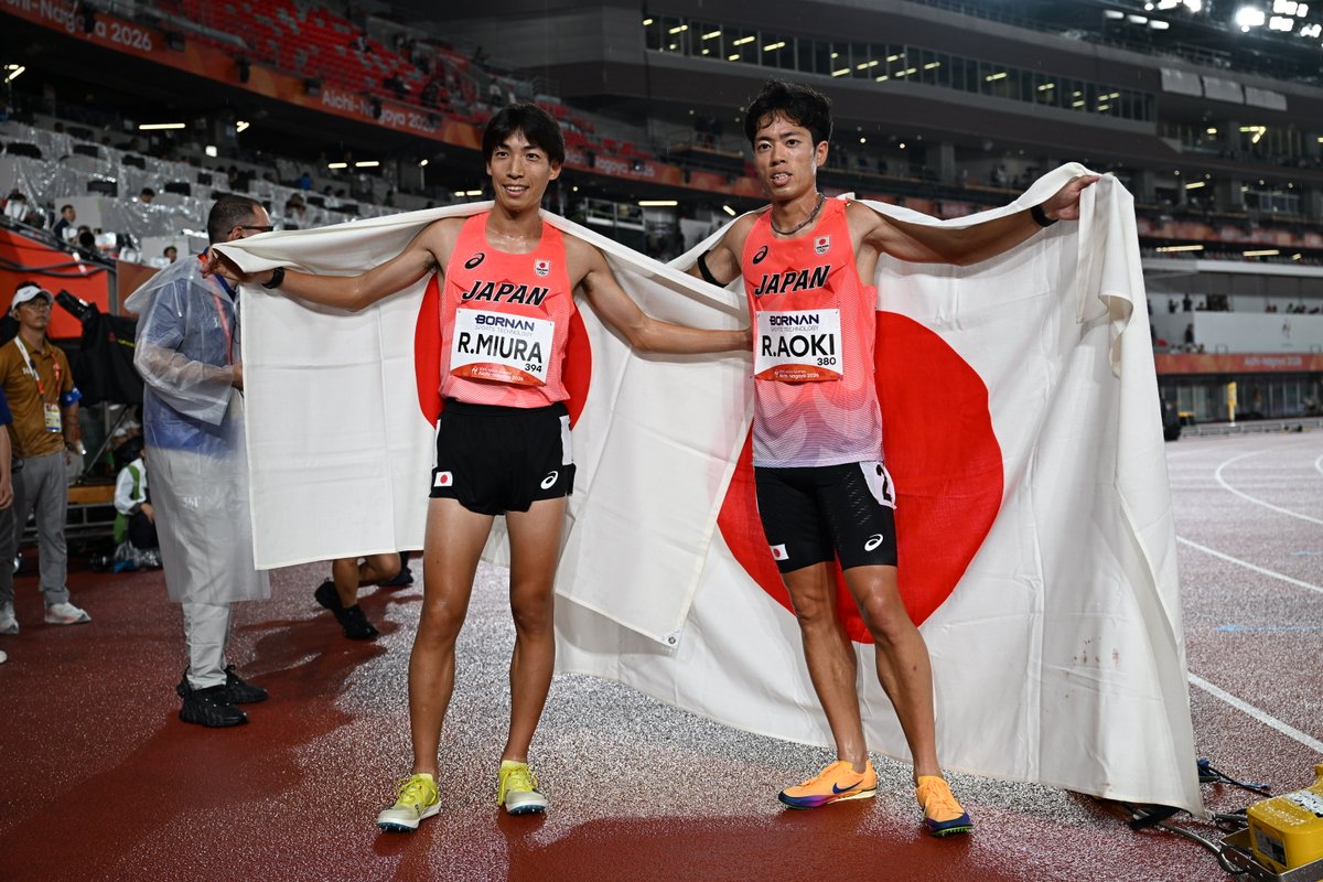 Getsuriku's tweet photo. #名古屋アジア大会
男子3000m障害
🥇三浦龍司（SUBARU）
🥈青木涼真（Honda）

日本勢のワンツーは56年ぶり https://t.co/lecKedUasz