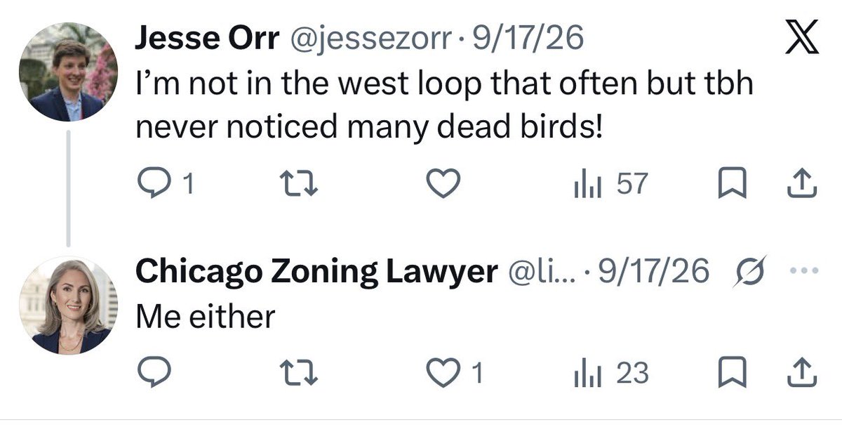 TrueWestLoop's tweet photo. @liz_butlerAICP LOL. You conveniently missed the part of the same sentence where Jesse says “but tbh I’ve never noticed many dead birds!”. You agreed with the whole statement then, but are parsing approvals here. Gotcha. 🙄 https://t.co/ZFfUPpq94G