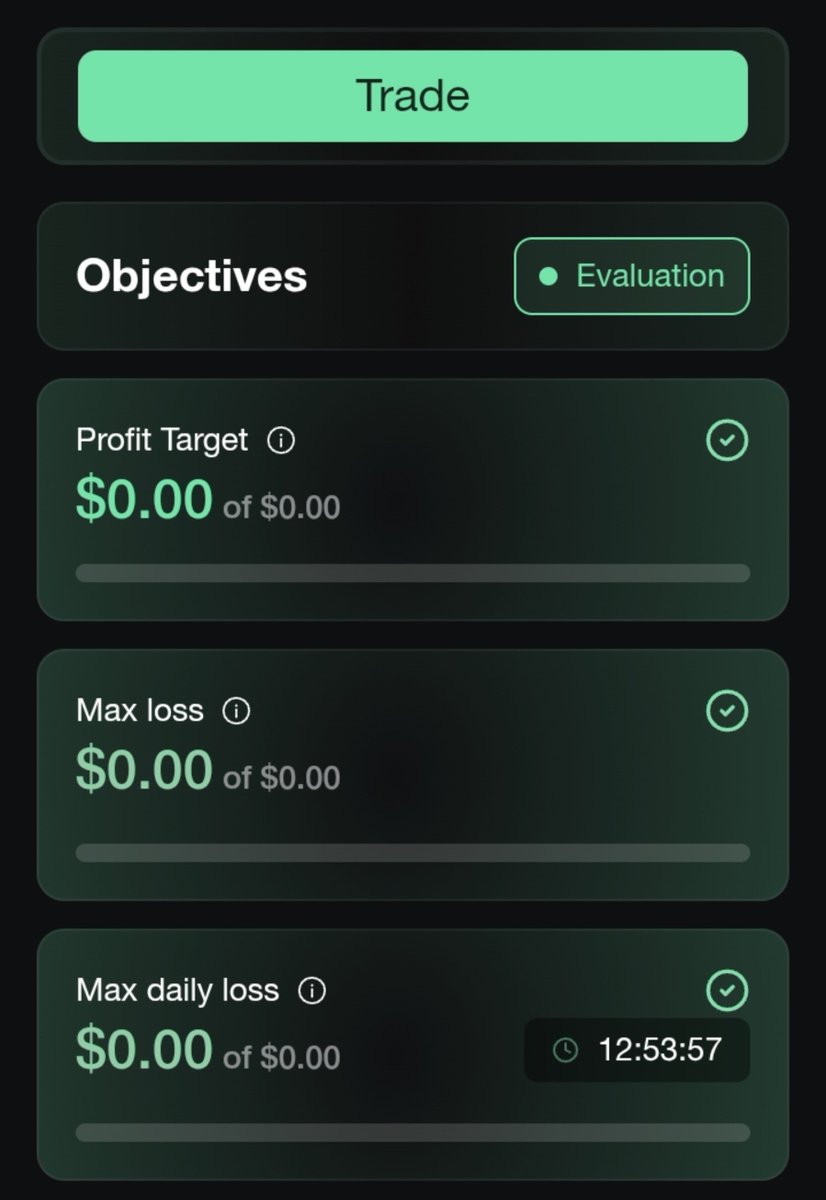 D4rylf's tweet photo. So like I said on the last post, the Dashboard on @CarrotFunding is where you track your trading account's progress, and also where you find the trading terminal.

I talked about the details shown on the trading account yesterday. Today, let's see the other info on the Dashboard.

There are 4 categories worth noting.

👉 First is the Trading Terminal, which I'll talk about in the next post.

👉 Second is the Objectives, which shows your progress including Profit Target, Max Loss, and Max Daily Loss.

The Max Daily Loss resets daily at 12am UTC, so there's a countdown beside it.

Since there's no profit target for the funded phase, I wonder how it'll appear 🤔

On an evaluation account, it wouldn't show $0 as in the screenshot attached.

Let's take Phase 1 of a 2-Phase $5k account for instance:
Profit Target = 8% = $400
Max Loss = 10% = $500
Max Daily Loss = 5% = $250
(The Max Daily Loss is calculated using your equity at the daily reset, so the amount isn't necessarily the same every day.)

And it'll only check (✅) if you meet the profit target.

For the two loss limits, you're trying to avoid reaching the amount shown there. So they stay checked unless you breach the account.

👉 Third category is the Trade Statistics.

This shows:

~ Average Win -> total profit from winning trades divided by the number of winning trades.

~ Average Loss -> total loss from losing trades divided by the number of losing trades.

~ Win Ratio/Win Rate -> number of winning trades divided by the total number of trades, multiplied by 100%.

~ Average RRR -> basically your Average Win divided by your Average Loss.

👉 The final category is basically the Activity Report.
And there are two tables here: Daily Report and Trade History.

Daily Report shows how the trading day went under:
Report Date; Trades Opened; Profit; Starting Balance; Ending Balance.

Trade History shows account activity by individual trades:
Time; Symbol; Side (Long or Short); Leverage; Open Price; Size; Value; Close Price; Fee; PnL.

You can also download the Trade History as a document, which can be useful for countries with strict tax laws.

Okay... I have no single clue what that "Value" could possibly mean 👀