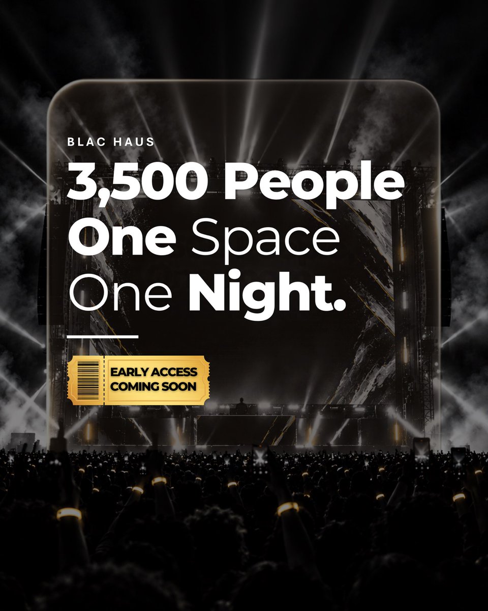 TheBlacHaus's tweet photo. 3,500 people.

One night to make Lagos very, very loud.

That’s all we’re saying for now. 

BLAC HAUS. 🖤

Early access soon. https://t.co/3nlda7MfYU
