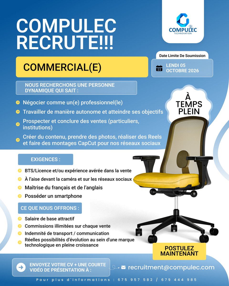 CompulecTech's tweet photo. 📢 WE’RE HIRING! 🔥
Compulec is looking for a Sales Person.

🚨 Ready to join our team? Apply NOW!
📩 DM us today.

#Compulec #WeAreHiring #SalesJobs https://t.co/BIAA7y85fQ