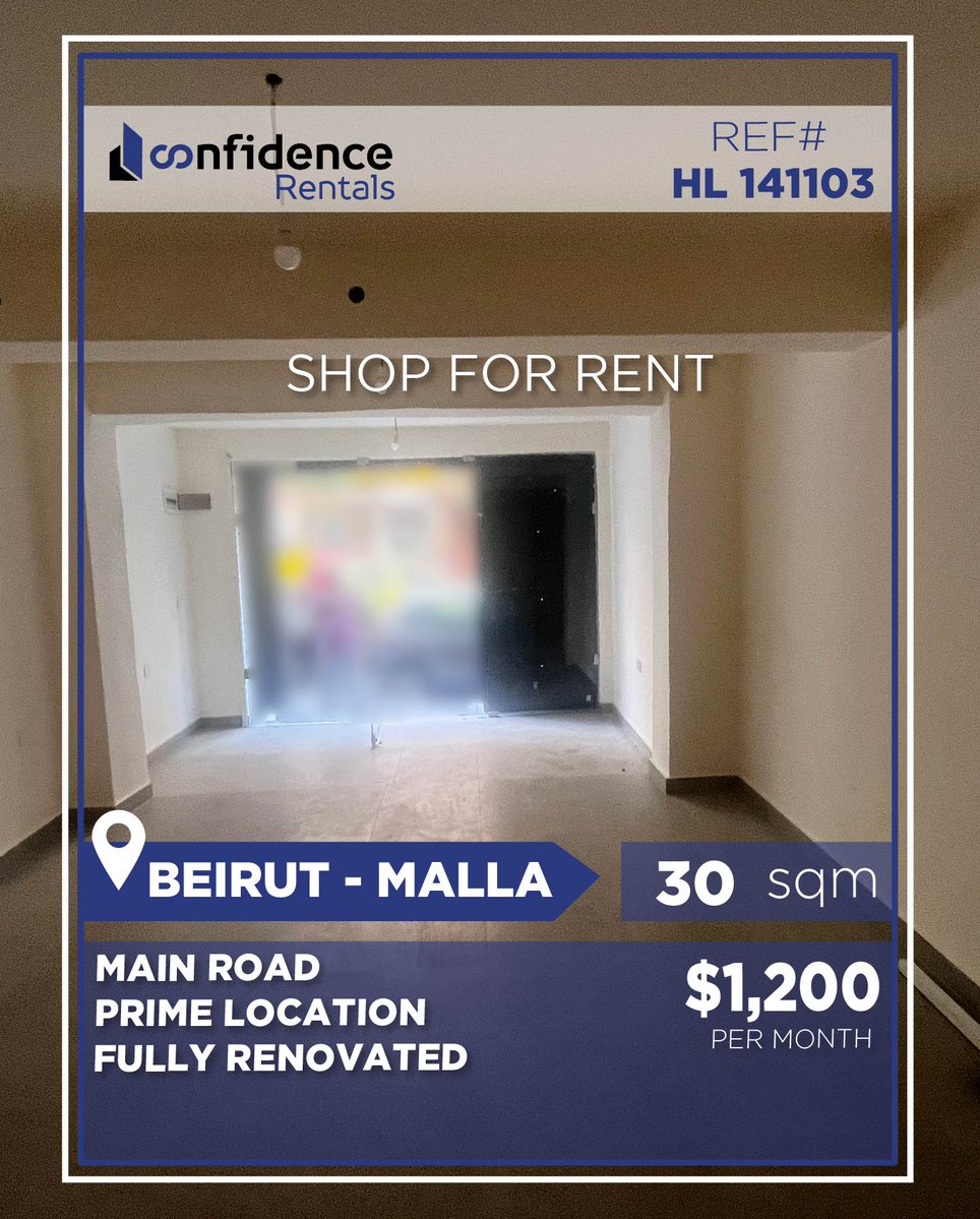 confidence_cre's tweet photo. PRICE: $1,200 / month (1 year in advance) + 1 Month Commission
For Rent – Prime Shop on Main Road in Malla
For more info: Do not hesitate to contact us at 71 000 850
REF#HL141103
#Malla #MallaRealEstate #MallaProperty #MallaShop #ShopForRent #CommercialProperty
#CONFIHL
S https://t.co/3LBr088orr