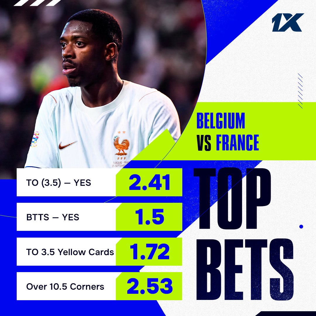 1xBet_Eng's tweet photo. 🏆 Belgium vs. France - the match of the day

We've got the sharpest bets on the board. Your call. Make it count
https://t.co/r8Si3m2SB6 https://t.co/AiXPbmoXnD