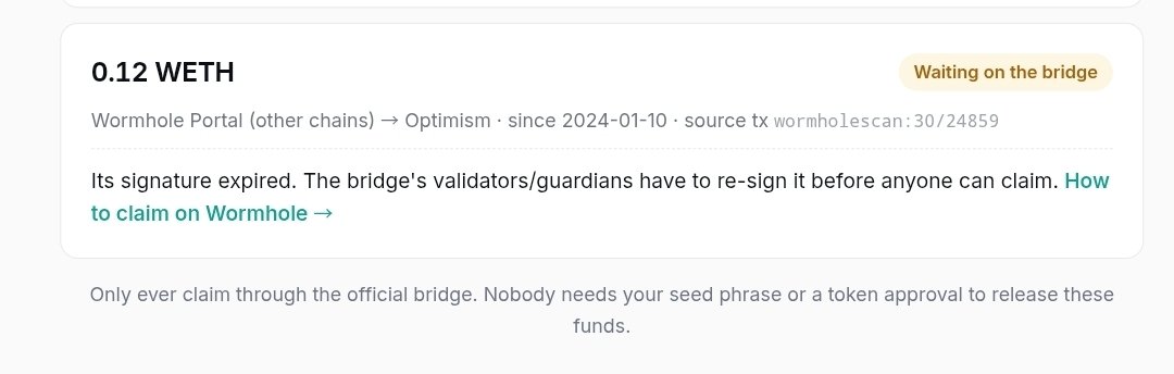 wyckoffweb's tweet photo. I just claimed $486 from a txn I made back in 2024, and you could have something to claim too.

Apparently, there’s over $135M stuck across bridges from more than 522,000 wallets.

If you’ve ever bridged funds using Wormhole, LayerZero or any other bridge, it might be worth checking.

- Go to https://t.co/sBFDxPOEEc
- Paste your wallet address. You don’t need to connect your wallet.
- It’ll show you if you have any stuck funds to claim.
- If you do, you’ll see a guide showing you how to claim them.

Good luck.