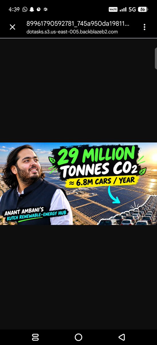 akramr7u's tweet photo. #29MtCO2Avoidance 
 Anant Ambani's renewable energy hub aiming for 40 billion units annually is serious business yaar. Meeting 3% of India's electricity demand through clean energy - ab yeh bolte hain future-ready thinking. https://t.co/zDRTQjpwP4