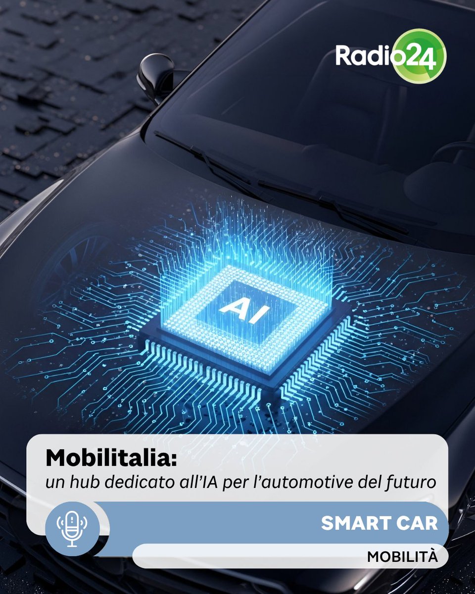 Radio24_news's tweet photo. Come l'IA trasforma la filiera automotive? A #SmartCar con Matteo Bandiera scopriamo Mobilitalia: l'hub dedicato all'intelligenza artificiale per ottimizzare la produzione e guidare la mobilità connessa del futuro.
🎧https://t.co/CzyJBnRC1x
#Radio24 https://t.co/P6L8pE5Wwe