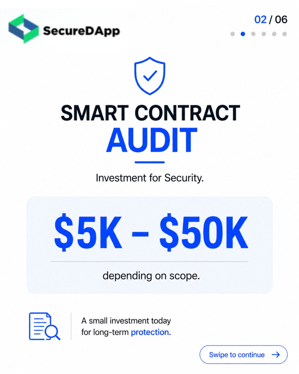Secure_DApp's tweet photo. Your smart contract’s security journey doesn’t end when the code goes live.

Before deployment:
Solidity Shield helps identify vulnerabilities in your smart contracts before they become real-world risks, combining automated analysis with security expertise.

After deployment:
SecureWatch provides real-time blockchain threat monitoring, helping detect suspicious on-chain behaviour and emerging threats in your live environment.

Solidity Shield helps secure the code before launch.
SecureWatch helps protect the environment after launch.

Two stages. One security mindset.

Secure before deployment. Monitor after deployment.

Know More: https://t.co/3wJBmEbYsQ

#web3security #hacks #blockchainsecurity