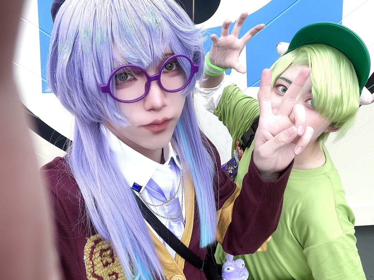 shiroi_koara's tweet photo. ※擬人化
MU / 仮装 💜💚

#Dハロ仮装2026  #Dハロ仮装 https://t.co/UlqlIsoSl0