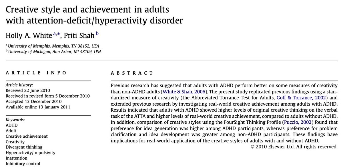BrandonLuuMD's tweet photo. This is spot on.

People with ADHD have a stronger preference for generating ideas and real-world creative achievement.

AI happens to be very good at implementing these. https://t.co/oR9mzD0Gwn