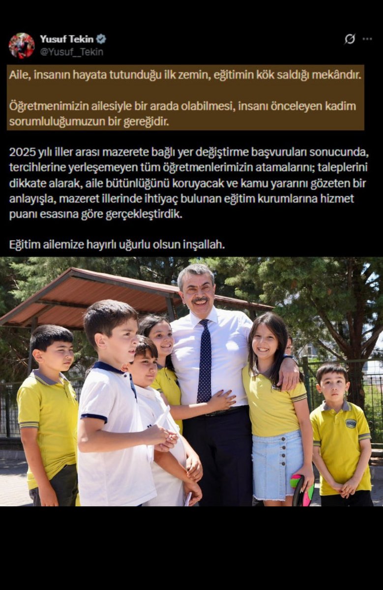 MeryemDDemr's tweet photo. Sayın Cumhurbaşkanım, evlatlarınızın ve torunlarınızın üzerine titreyen bir baba ve dede olarak bir çocuğun ailesiyle büyümesinin değerini bilirsiniz. Biz öğretmenler, aile birliği mağduriyetimizin giderilmesi için desteğinizi bekliyoruz. #CumhurunReisiAileninSesi @RTErdogan @EmineErdogan @_cevdetyilmaz @burhanduran @hasandogan