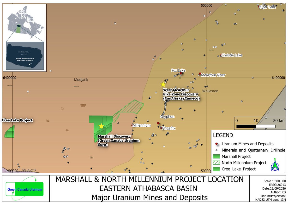 GreencanadaU's tweet photo. Following our today's news release with our first hole discovery

Please join us for an introduction to the team of the newly listed Green Canada Uranium Corp. (TSX.V: $GCUC.V) and an update of its drill program in the Athabasca Basin, Saskatchewan.

Date: Monday, September 28, 2026
Time: 9:00 am Eastern Time
Presenter: Richard J. Mazur, Executive Chairman
Mi3 invites you to the following video conference. To join, click on the link below:
Join the Zoom Meeting
Link to join the Zoom Meeting:
https://t.co/N4bMbIzKnL
Meeting ID: 838 3348 0960  Passcode: 629488